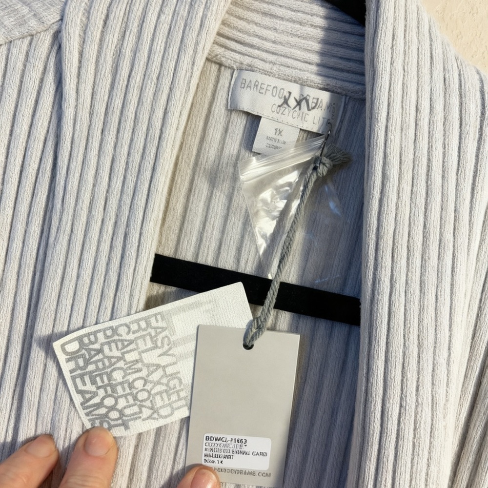 NWT Barefoot Dreams CozyChic Ultra Lite Everything Cardigan Malibu‎ Mist 1X